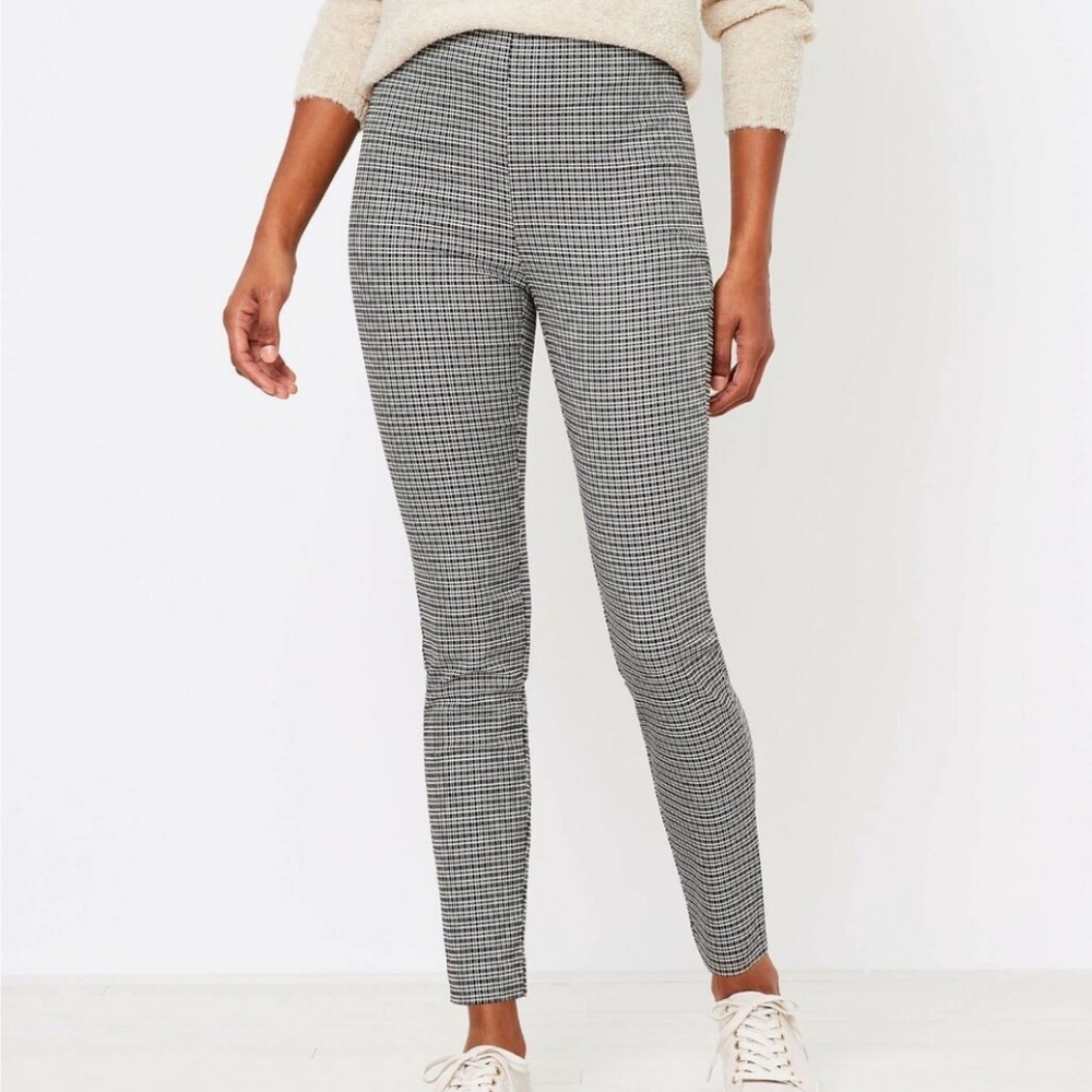 LOFT High Waist Skinny Black and White Houndstooth Dress Pants Size 2